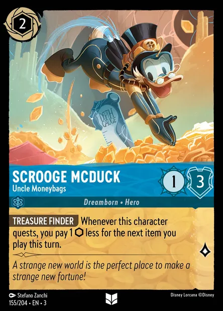 Scrooge McDuck - Uncle Moneybags, Disney Lorcana card CH3-155 — Into the Inklands set