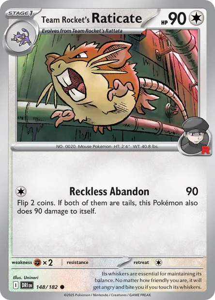 Team Rocket's Raticate, Pokémon card DRI 148 — Destined Rivals set