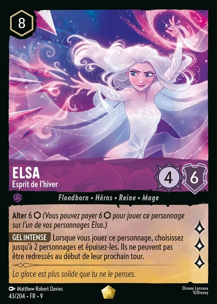 Elsa - Esprit de l'hiver, carte Disney Lorcana CH9-043 — extension Fabuleux