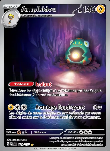 Ampibidou, carte Pokémon OBF 201 — extension Flammes Obsidiennes