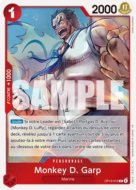 Monkey D. Garp, carte One Piece OP13-016 — extension SUCCESSEURS