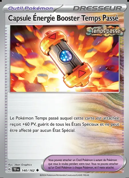 Capsule Énergie Booster Temps Passé, carte Pokémon TEF 140 — extension Forces Temporelles