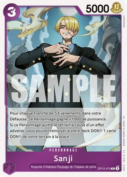 Sanji, carte One Piece OP12-070 — extension L'HÉRITAGE DU MAÎTRE