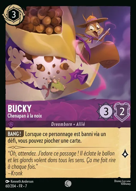 Bucky - Chenapan à la noix, carte Disney Lorcana CH7-060 — extension L'île d'Archazia