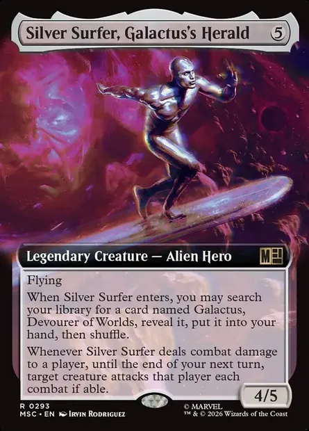 Silver Surfer, Galactus's Herald, Magic card MSC 293 — Marvel Super Heroes Commander set