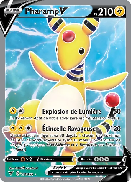 Pharamp V, carte Pokémon VIV 171 — extension Voltage Éclatant
