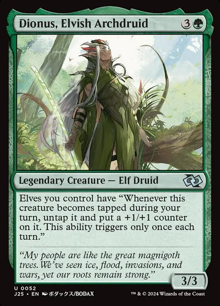Dionus, Elvish Archdruid, Magic card J25 52 — Foundations Jumpstart set