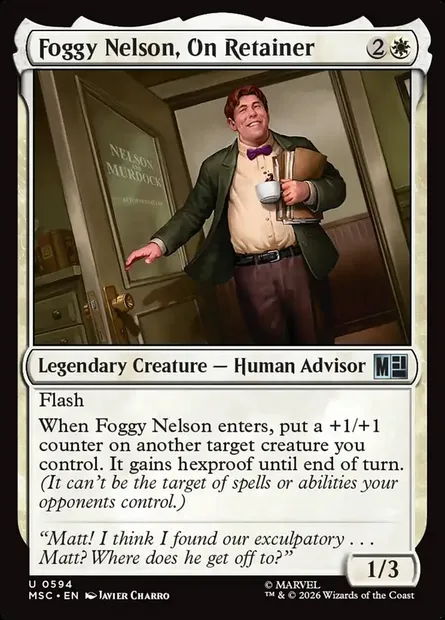 Foggy Nelson, On Retainer, Magic card MSC 594 — Marvel Super Heroes Commander set