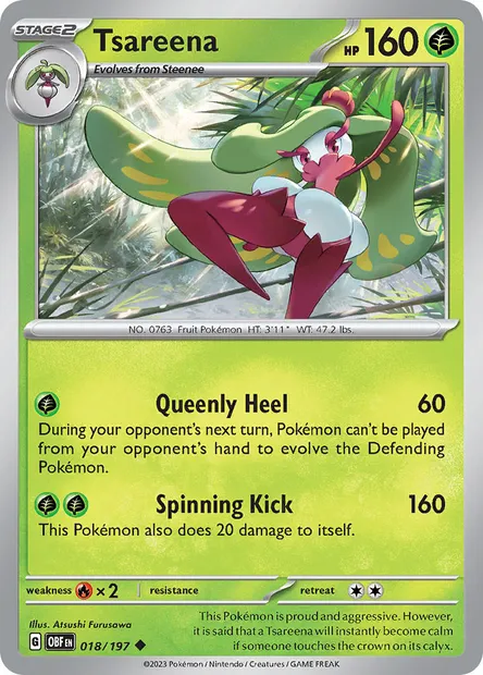 Tsareena, Pokémon card OBF 018 — Obsidian Flames set