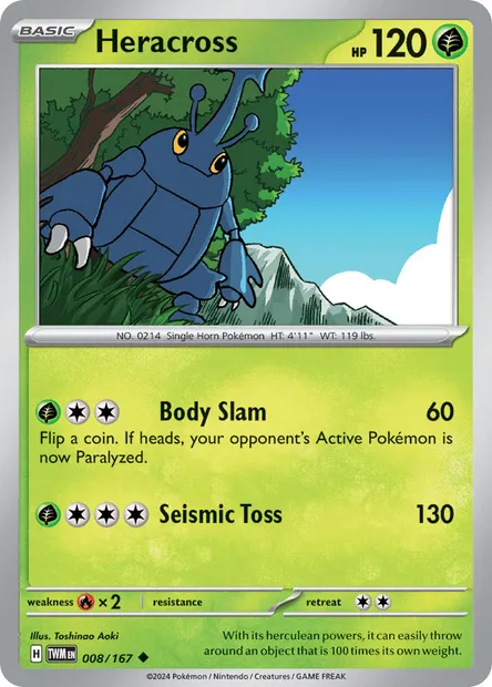 Heracross, Pokémon card TWM 008 — Twilight Masquerade set