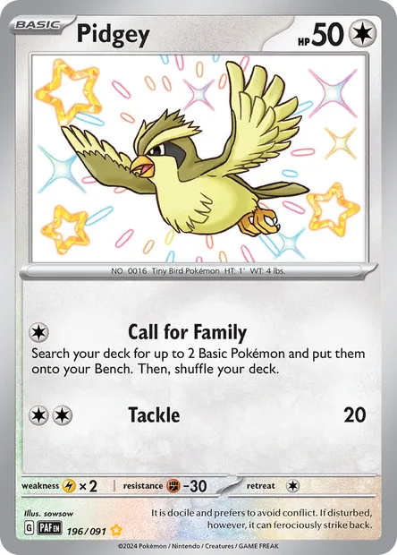 Pidgey, Pokémon card PAF 196 — Paldean Fates set