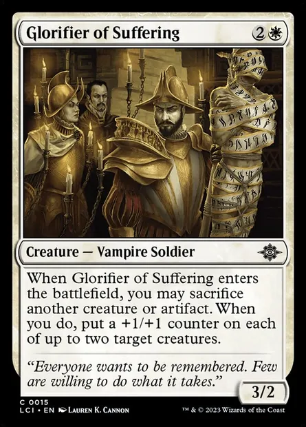 Glorifier of Suffering, Magic card LCI 15 — The Lost Caverns of Ixalan set