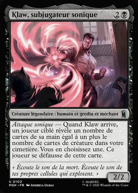 Klaw, subjugateur sonique, carte Magic MSH 103 — extension Marvel Super Heroes