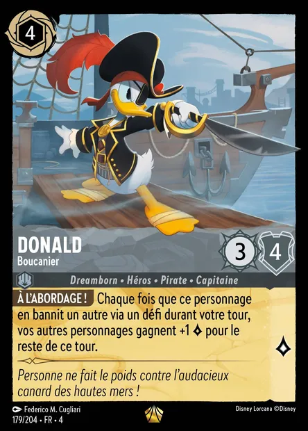 Donald - Boucanier, carte Disney Lorcana CH4-179 — extension Le Retour d'Ursula