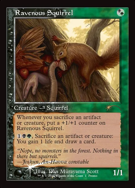 Ravenous Squirrel, Magic card PW24 15 — Wizards Play Network 2024 set