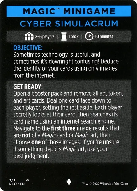 Cyber Simulacrum // Cyber Simulacrum (cont'd), carte Magic MNEO 3 — extension Kamigawa: Neon Dynasty Minigames