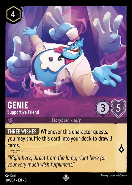 Genie - Supportive Friend, Disney Lorcana card CH3-038 — Into the Inklands set