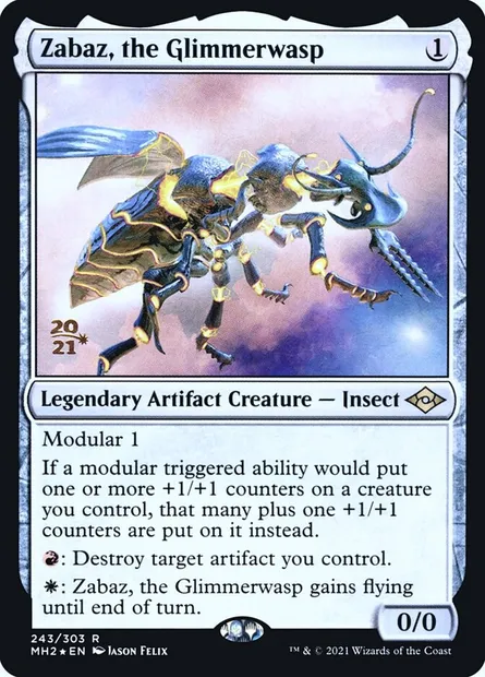 Zabaz, the Glimmerwasp, Magic card PMH2 243s — Modern Horizons 2 Promos set