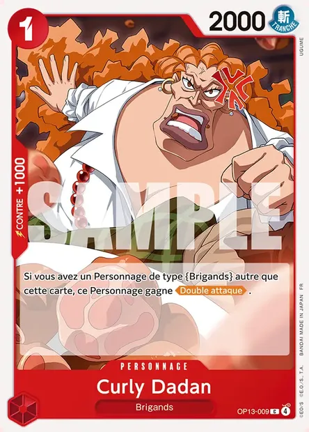 Curly Dadan, carte One Piece OP13-009 — extension SUCCESSEURS