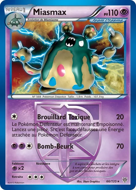 Miasmax, carte Pokémon PLS 66 — extension Tempète Plasma