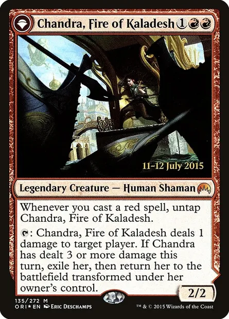 Chandra, Fire of Kaladesh // Chandra, Roaring Flame, Magic card PORI 135s — Magic Origins Promos set