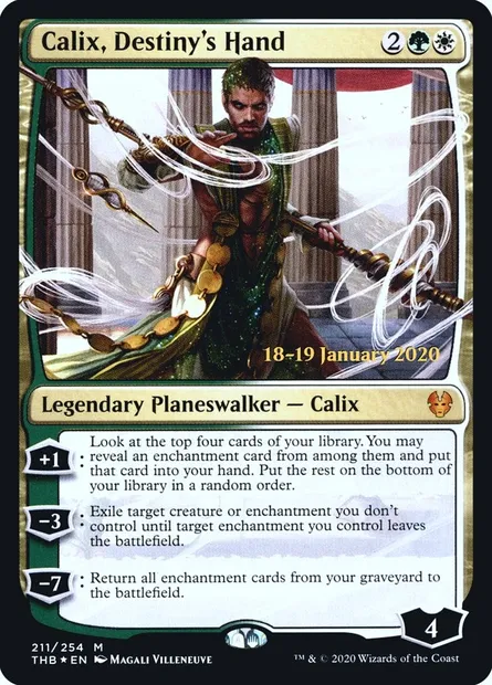 Calix, main de la destinée, carte Magic PTHB 211s — extension Theros Beyond Death Promos