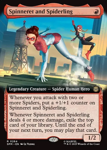Spinneret and Spiderling, Magic card SPM 264 — Marvel's Spider-Man set