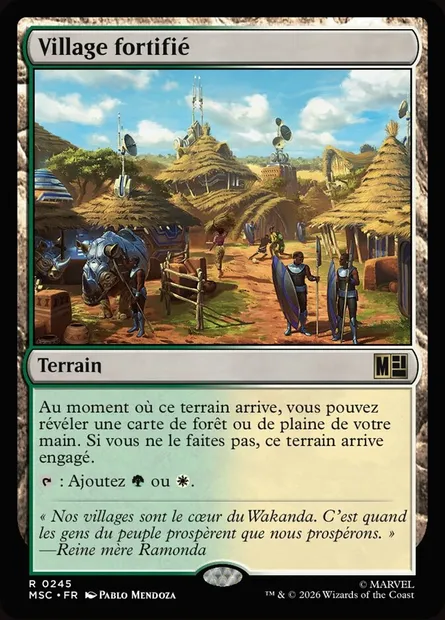Village fortifié, carte Magic MSC 245 — extension Marvel Super Heroes Commander