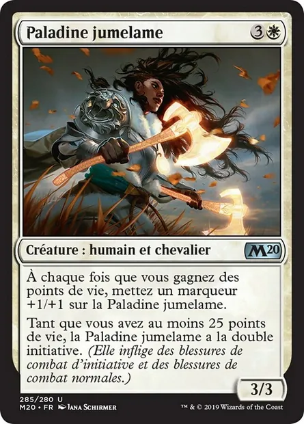 Paladine jumelame, carte Magic M20 285 — extension Core Set 2020