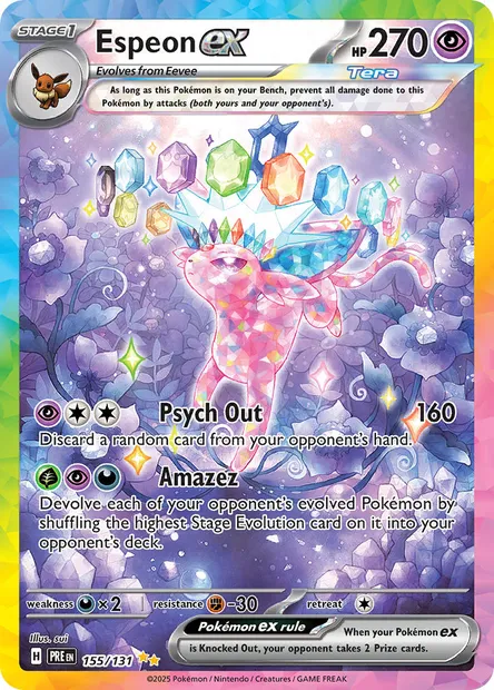Espeon ex, Pokémon card PRE 155 — Prismatic Evolutions set