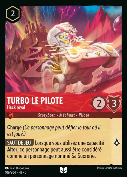 Turbo le Pilote - Hack royal, carte Disney Lorcana CH5-106 — extension Ciel Scintillant