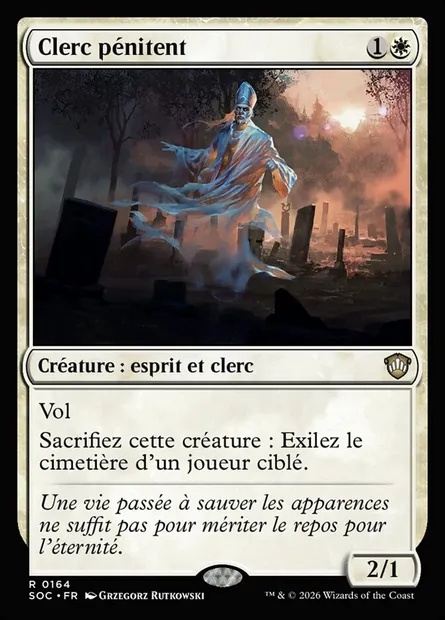 Clerc pénitent, carte Magic SOC 164 — extension Secrets of Strixhaven Commander