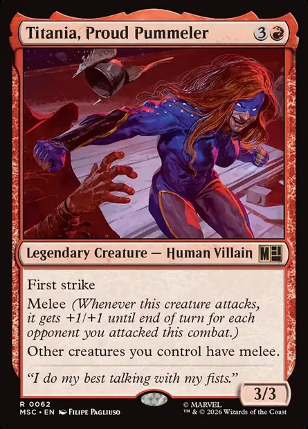 Titania, Proud Pummeler, Magic card MSC 62 — Marvel Super Heroes Commander set