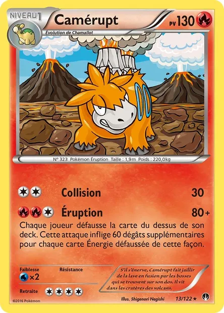 Camérupt, carte Pokémon BKP 13 — extension Rupture Turbo