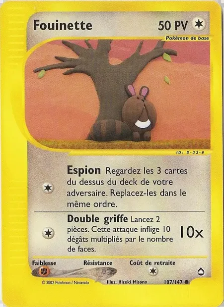 Fouinette, carte Pokémon AQ 107 — extension Aquapolis