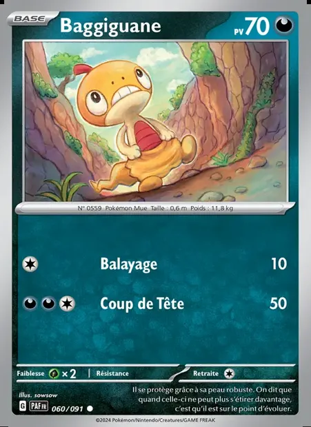 Baggiguane, carte Pokémon PAF 060 — extension Destinées de Paldea