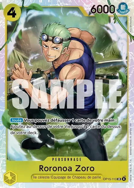 Roronoa Zoro, carte One Piece OP15-113 — extension AVENTURE SUR L'ÎLE DE DIEU
