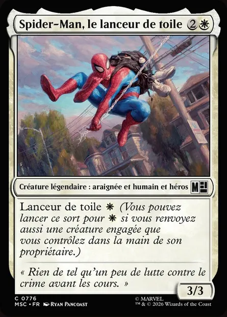 Spider-Man, le lanceur de toile, carte Magic MSC 776 — extension Marvel Super Heroes Commander