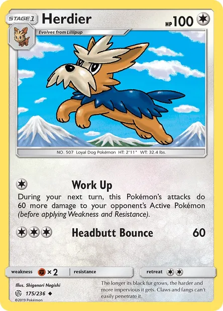Herdier, Pokémon card CEC 175 — Cosmic Eclipse set