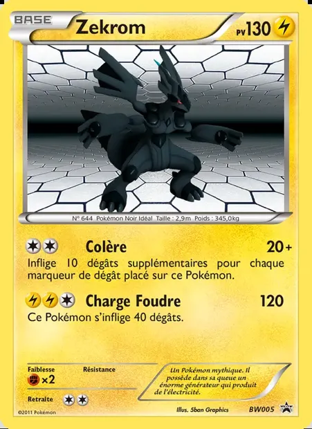 Zekrom, carte Pokémon BW 05 — extension Promo BW
