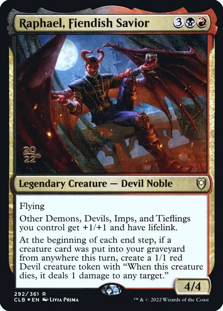 Raphael, Fiendish Savior, Magic card PCLB 292s — Battle for Baldur's Gate Promos set