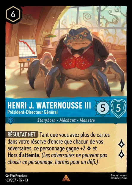 Henri J. Waternousse III - Président-Directeur Général, carte Disney Lorcana CH13-163 — extension Invasion Epineuse!
