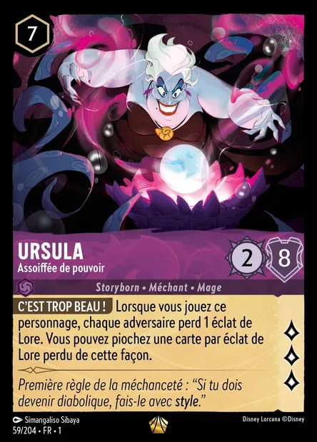 Ursula - Assoiffée de pouvoir, carte Disney Lorcana CH1-059 — extension Premier Chapitre
