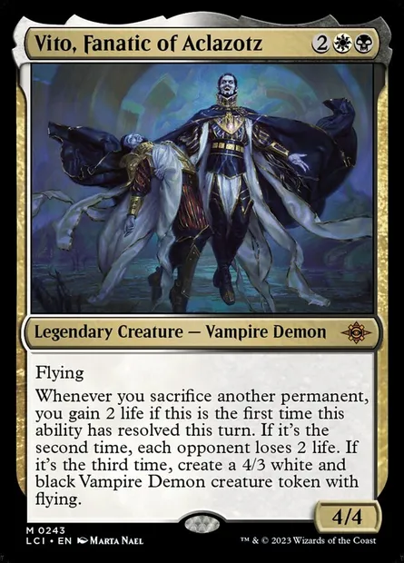 Vito, Fanatic of Aclazotz, Magic card LCI 243 — The Lost Caverns of Ixalan set