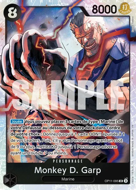 Monkey D. Garp, carte One Piece OP11-095 — extension DES POINGS VIFS COMME L'ÉCLAIR