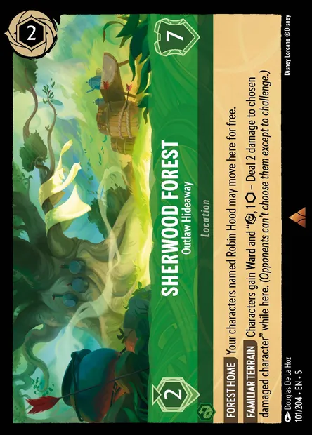 Sherwood Forest - Outlaw Hideaway, Disney Lorcana card CH5-101 — Shimmering Skies set