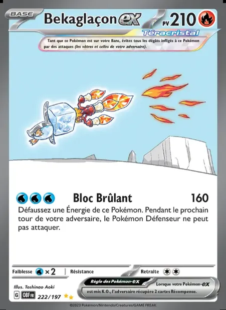 Bekaglaçon-ex, carte Pokémon OBF 222 — extension Flammes Obsidiennes