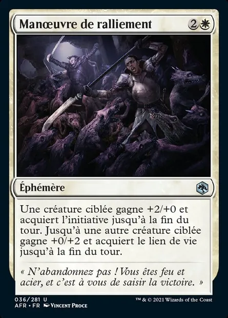 Manœuvre de ralliement, carte Magic AFR 36 — extension Forgotten Realms: Aventures dans les Royaumes Oubliés