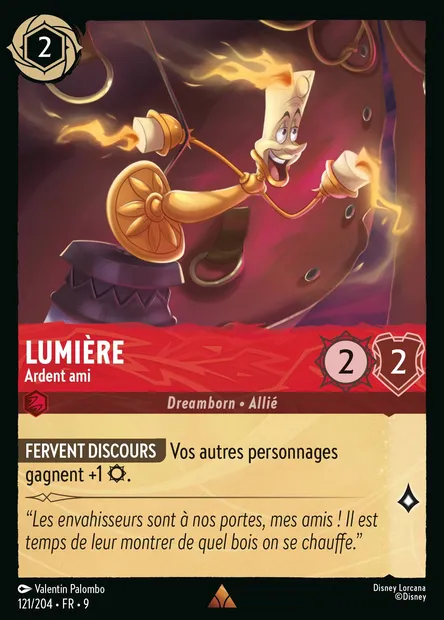 Lumière - Ardent ami, carte Disney Lorcana CH9-121 — extension Fabuleux