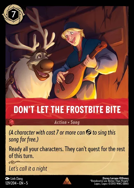Don't Let the Frostbite Bite, Disney Lorcana card CH5-129 — Shimmering Skies set